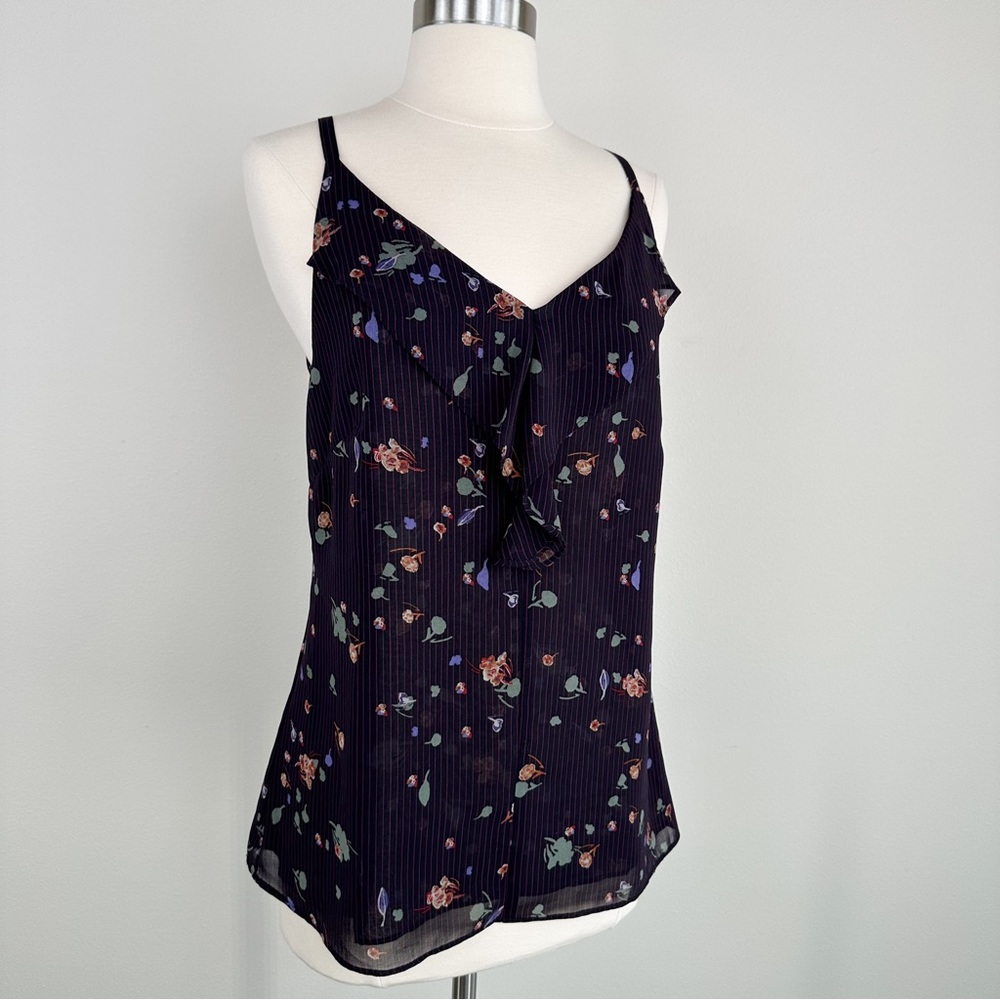 CAbi Size XS Belong Pinstripe Floral Cami Blouse Top #3607